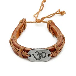 Alvaro Castagnino Men Brown & Silver-Toned PU Elasticated Bracelet image 4