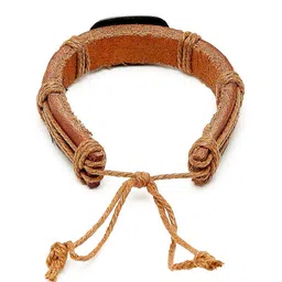 Alvaro Castagnino Men Brown & Silver-Toned PU Elasticated Bracelet image 5