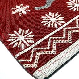 ANA 2Pcs Red & White Jaquard Woven Rectangle Table Placemats image 3