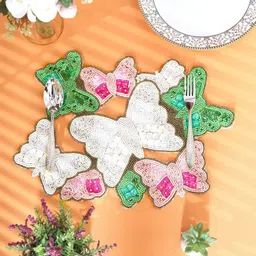 YWULY White & Pink Embellished Dining Table Beaded Placemats-image-38