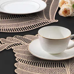 Dakshya Industries Gold 2 Pieces Leaf-Shaped Table Placemats-23