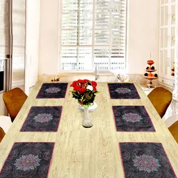 BELLA TRUE Set Of 6 Black & Blue Digital Printed Table Placemats-42