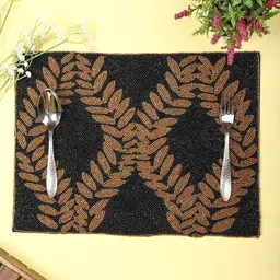 YWULY Black & Beige Beaded Table Placemats-31