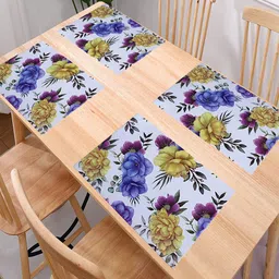 Kuber Industries Blue & White 6-Pieces Printed Table Placemats-24