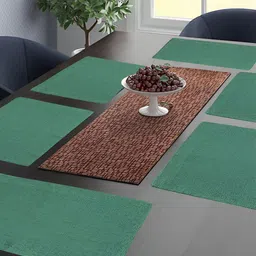 FABURAA Green 6 Pieces Jute Rectangle Durable Table Placemats-51