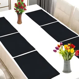 FABURAA Black 6 Pieces Jute Rectangular Table Placemats-47