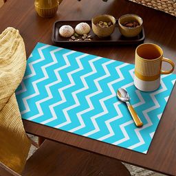 AEROHAVEN Set Of 6 Aqua Blue Geometric Dining Table Placemats-47