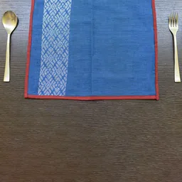 ArtEastri Set of 3 Blue Assamese Motif Handwoven Cotton Table Placemat-40