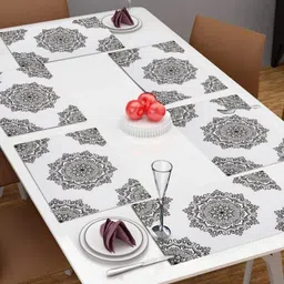 Dakshya Industries White & Black Ethnic Motifs Printed Rectangular Table Placemats image 1