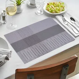 YELONA 10-Pcs Grey Striped Rectangular Table Placemats image 2