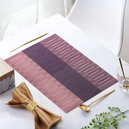 YELONA Peach & Black 4 Pieces Striped Rectangular Table Placemats-0