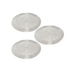 PRISHA INDIA CRAFT  Silver Toned 3 Pieces Round Glass Beads Table Placemats-31