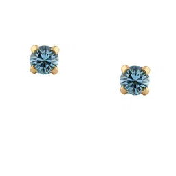 STUDEX 24K Pure Gold Plated Stainless Steel Aquamarine Studded Circular Shaped Studs-17