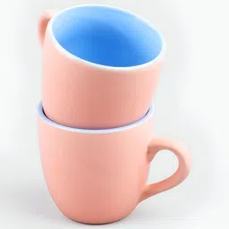 Storepedia Peach-Coloured & Blue Solid Ceramic Glossy Cups Set of Cups and Mugs-34
