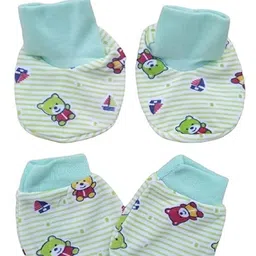 BAESD Infants Set Of 2 Printed Cotton Baby Mittens & Booties-16