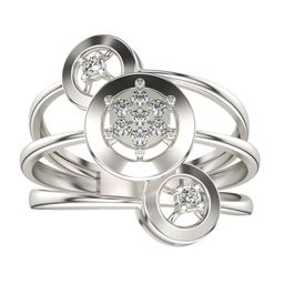 VALANOVA White Gold Plated Sterling Silver Certified 0.13 Ct Lab Grown Diamond Ring-image-81