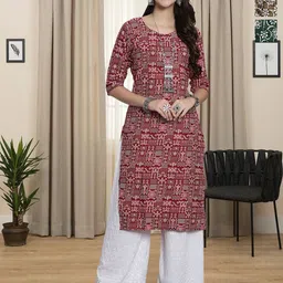 HERE&NOW Selection Of 3 Ethnic Motifs Printed Round Neck Straight Kurta-image-86