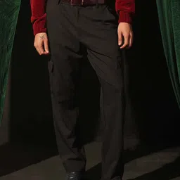 RARE RABBIT Men Comfort Fit Loose Fit Mid-Rise Formal Trousers-image-48