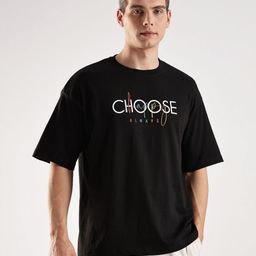 Mast & Harbour Typography Printed Round Neck Pure Cotton Relaxed Fit T-shirt-picture-1