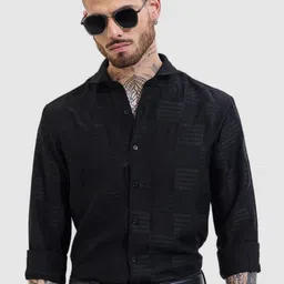 Snitch Men Smart Slim Fit Textured Casual Shirt-image-77