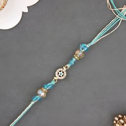 Myntra Elegant Homes Stones Studded & Beaded Evil Eye Rakhi Roli Chawal & Greetings Card-image-92