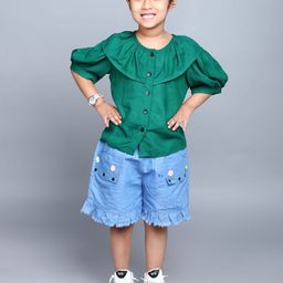 ZACKBEE Girls Solid Ruffles Round Neck Shirt Style Top-picture-55