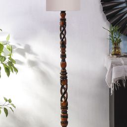 Devansh Grey & Brown Open Snake Cylindrical Wooden Floor Lamps-23
