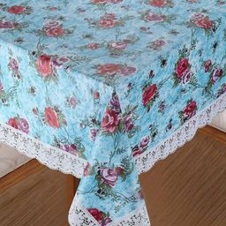 Homerz Blue Floral Waterproof Plastic 4-Seater Table Cover-38