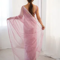 Anouk Embellished Border Sequinned Net Saree image 3