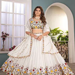 NARI DREAM Embroidered Shibori Ready to Wear Lehenga & Unstitched Blouse With Dupatta-picture-29