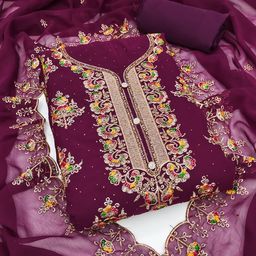 ICCHIT FAL Embroidered Silk Georgette Unstitched Dress Material-image-54