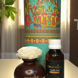 GLOBAL AROMA Vanila Oud Fragracne Ethenic Flower Pot Reed Diffuser Set-15