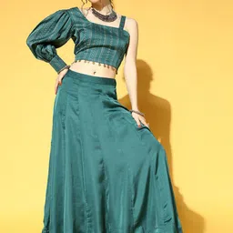 BAESD Printed Square Neck Top With Skirt Co-Ords-picture-26