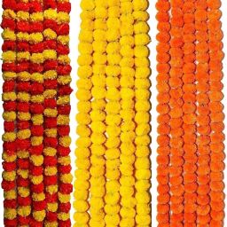 Home Decoration Diwali puja Temple Multicolor Marigold Artificial Flower-image-46