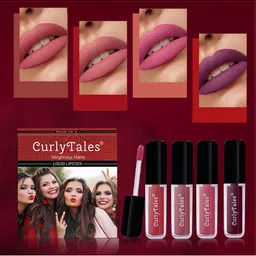 CurlyTales Set Of 4 Weightless Matte Liquid Lipsticks - 3 ml Each-10