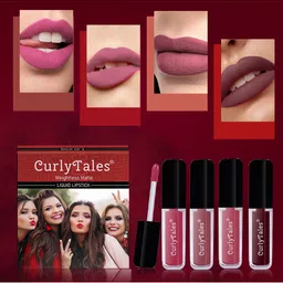 CurlyTales Set of 4 Weightless Matte Liquid Lipsticks - 4 ml each-19