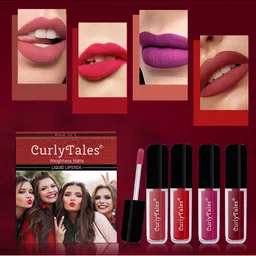 CurlyTales Set of 4 Weightless Matte Liquid Lipsticks - 4 ml each-51
