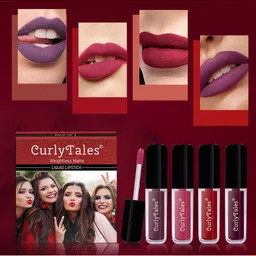 CurlyTales Set of 4 Weightless Matte Liquid Lipsticks - 4 ml each-37