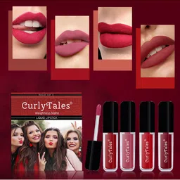 CurlyTales Set of 4 Weightless Matte Liquid Lipsticks - 4 ml each-46