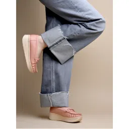 Shoetopia Women Upper Bow Detailed Peach Loafers-picture-33