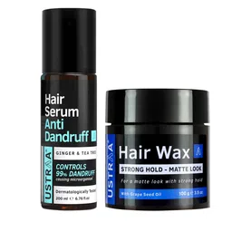 Ustraa Set of Anti Dandruff Hair Serum 200 ml & Strong Hold Hair Wax for Matte Look 100 g-64