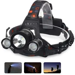 3 LED Head Lamp Flash Light Torch with Adjustable Rechargeable Battery LED Headlamp-image-16