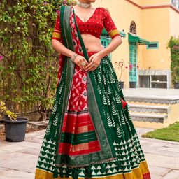 LOOKNBOOK ART Printed Foil Print Semi-Stitched Lehenga & Unstitched Blouse With Dupatta-picture-10