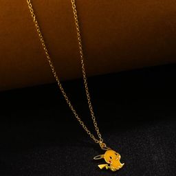 Kicky And Perky Kids 925 Sterling Silver Gold-Plated Enamel Pikachu Pendant With Chain-picture-30