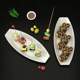 Orleans Melamin Plates Set for Serving Snacks at Home, Marble White, Sizzler Tray-1