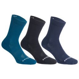 Adult Tennis Socks High Ankle x3 - RS160 Blue/Black/Navy-23