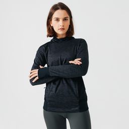 Women's Running Hoodie Warm - black-image-98
