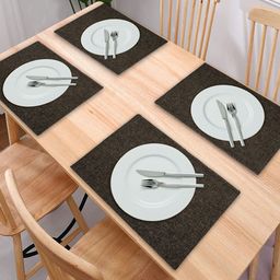 Kuber Industries Set of 6 Black Solid Jute Table Placemats-4
