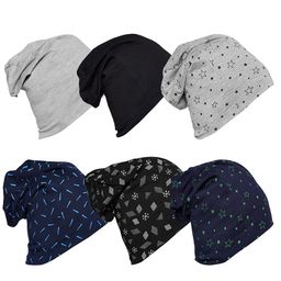 VIMAL JONNEY Unisex Pack of 6  Black & Blue Printed Cotton Beanie Caps-44