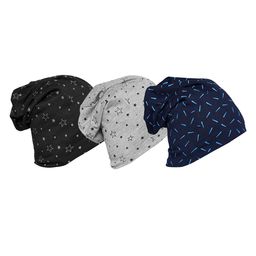 VIMAL JONNEY Unisex Pack Of 3 Black & Grey Printed Beanie-53